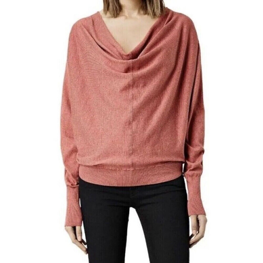 AllSaints Elgar Cowl Neck Pink Sweater, Size 8